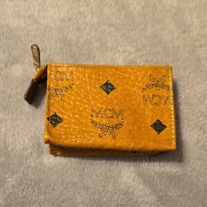 MCM Cognac Coin Pouch With Zipper Closure